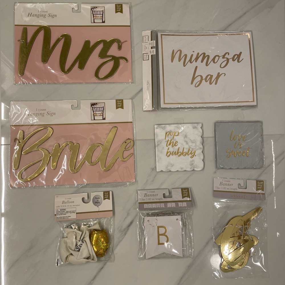 Gold Bridal Shower Decoration Set - Not Used!